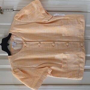 LIZ CLAIBORNE BRAND WOMEN'S PLUS GOLDEN FRONT BUTTON PROFESSIONAL JACKET SIZE 14